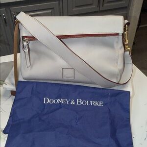 Dooney & Bourke Cream Leather Shoulder Crossbody with Gold Hardware